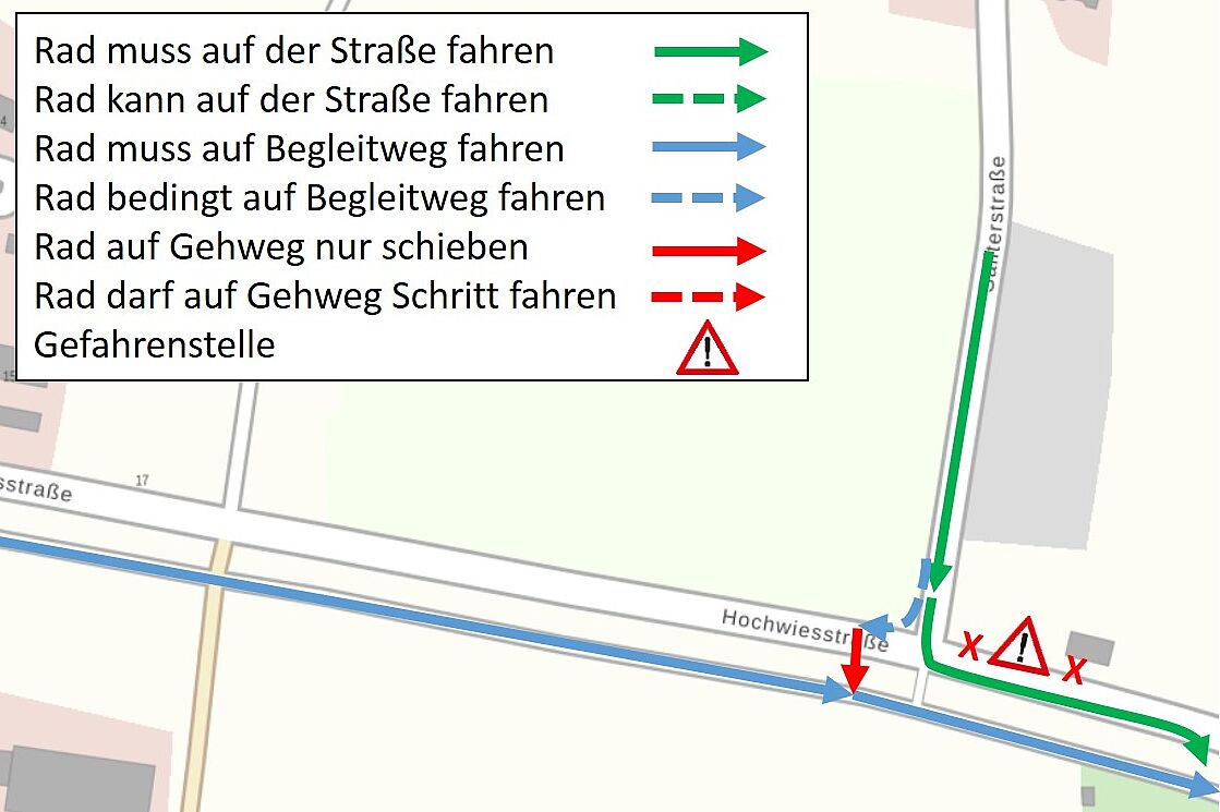 Stadtplan mit Pfeilen