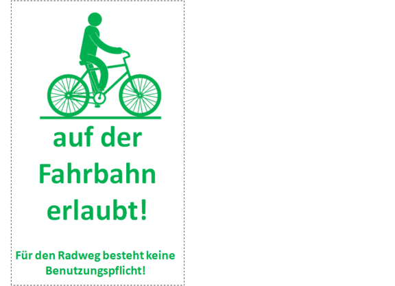 Fahren auf der Fahrnabhn erlaubt. Fahren auf der Fahrnabhn erlaubt.